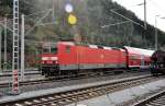 BR 143570-0 verlt mit Doppelwagen Bad Schandau in Richtung Schna - 02.09.2009.