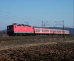 143 281 ist am 02.03.11 mit der RB 37630 nach Saalfeld(S) bei Halach Richtung Stockheim unterwegs.