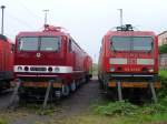 243 005-6 und 143 043-8 standen am 14.07.12 im Freigelnde des Museeum Halle P zum Bw Fest.