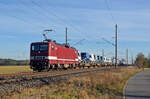 Mit dem Crafterzug aus Polen rollte 243 864 der Deltarail am 23.11.25 durch Wittenberg-Labetz Richtung Magdeburg.