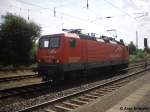 143 001 wartet in Rostock Bramow zum umsetzten vor ihrem Sonderzug am 8.8.09