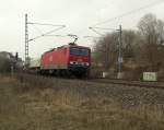 MEG 604 mit Zementleerzug in Plauen auf der Rückfahrt, gesehen am 21.03.2015.