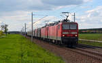 Zusammen mit ihrer Schwester 143 844 führte 143 850 am 29.04.17 einen gemischten Güterzug durch Rodleben Richtung Roßlau.