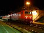 BR 143 356 mit ihrer RB der Linie 10 im Greifswalder Hbf.