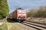 143 009 bei Gubberath mit einem RB27 nach Mönchengladbach. 3.4.2018