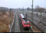 143 034-7 der S-Bahn Mitteldeutschland (DB Regio Südost) als S 37715 (S7) von Halle-Nietleben nach Halle(Saale)Hbf Gl. 13a passiert den Abzweig Thüringen (At). Aufgenommen von der Brücke Dieselstraße, Halle (Saale). [28.3.2018 | 8:08 Uhr]