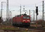  Dienstfahrt  - für 143 661 und 143 114 am 18.12.2019 von Mukran kommend durch Anklam. Mein Standort ist die Parkfläche in der Hafenstrasse. 