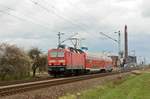 143 591 führte am 12.04.21 eine S9 von Eilenburg kommend durch Delitzsch nach Halle(S).