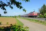 143 119 schiebt die S2 (Roth - Altdorf) bei Winkelhaid, 19.05.2020