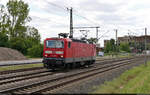 143 012-3, seit 8.6.2023 bekannt als  Marie-Luise , eilt als Tfzf durch Niemberg Richtung Köthen.