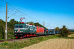 143 841 + 138 mit einem leeren Autozug von Saal/Donau nach Bebra. 25.9.2023 Saal/Donau