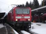 Regionalbahn von Freiburg HBF nach Neustadt/Schwarzwald am 27.03.2008 um 16.16 Uhr im Bahnhof Hinterzarten.