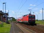 143 337-4 hlt mit RB 26396 nach Nordhausen am 2.6.2009 in Riestedt.