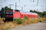 143 638 schiebt am 06.08.09 ihre RB nach Leipzig aus Raguhn.