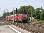 143 908-2 fhrt mit ihren RE nach Dresden durch Borsdorf am 08.08.2009