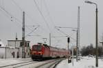 143 363-0 passiert am 16.1.2010 mit dem RE 26176 nach Nordhausen die Bk Zscherben.