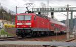 143 089 erreicht mit einer RB aus Saalfeld kommend in krze den Bahnhof Orlamnde.