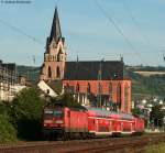 143 073-5 und 953-8 mit dem RE 4363 (Koblenz Hbf-Frankfurt(Main)Hbf) in Oberwesel 20.7.10