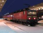 143 931-4 kam von Cottbus und wird nun fr die Rckfahrt nach Cottbus umgerstet. Lbbenau/Spreewald den 26.12.2010