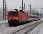 Dieser RE mit 143 846 hatte den Bahnhof Steinbach mit + 10min erreicht. (05.01.2011)