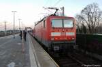 143 309 mit der RB13 S-Bahn Ergnzung (RB 18782) nach Berlin Hbf(tief) in Wustermark. 10.01.2011
