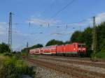 143 050 als Schublok mit einer Rb nach Freiburg Hbf in Leutersberg am 1.7.11