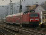 143 280-6 mit der RB12512 (Koblenz-Rommerskirchen hat am 15.2.12 den Koblenzer Hbf verlassen und ist kurz vor dem Hp.Koblenz-Stadtmitte.