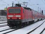 143 952-0 mit S1 von Rostock Hbf nach Warnemnde bei der bereitstellung im Rostocker Hbf.18.01.2013