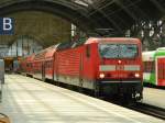 08.08.2014 - Leipzig Hbf, Gleis 8: 143 831 mit RB 26142 nach Lutherstadt Wittenberg.