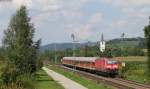 RB 26566 (Neuenburg(Baden)-Offenburg) mit Schublok 143 145-1 bei Denzlingen 1.8.14