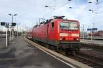 143 844 als S-Bahn unterwegs nach Halle-Nietleben. Aufgenommen vor dem Fahrplanwechsel in Halle (Saale) Hauptbahnhof im Dezember 2015.