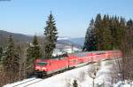 143 042-0 mit dem RB 17271 (Freiburg(Brsg)Hbf-Seebrugg) bei Bärental 27.2.16