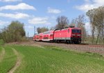 143 875 zu sehen mit dem RE 4769 am 20.04.16 an der Schöpsdrehe bei Plauen/V.