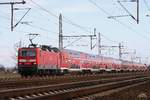 143 821-7 mit einem Fußballsonderzug von Leipzig nach Dortmund in Dedensen Gümmer, am 04.02.2017.