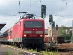 Br.143 315-0 war am 22.06.07 im Bahnhof Aalen abgestellt, der Zug fuhr am Abend nach Stuttgart Hbf.