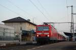 143 845-6 stand am Morgen des 23.09.07 mit einem RegionalExpress von Aalen nach Stuttgart HBF auf Gleis 2 des Aalener Bahnhofs.