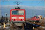 143 239-2 & 143 880-3 verbringen mit ihren Regio-Garnituren im Pendel Stuttgart - Aalen das Wochenende vor Neujahr im Aalener Bahnhof, aufgenommen am 29.12.07.