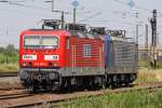 Die RBH 108 und 106 (143 916-5 u. 143 296-3) in Grokorbetha am 09,07,10