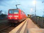 143 840 samt S-Bahn Wendezug als RE14 in Bottrop.
Wegen Bauarbeiten zwischen Bottrop und Gladbeck fahren seit Anfang Februar bis einschliesslich 19.Mrz an jedem Wochenende S-Bahnzge als RE14 zwischen Essen und Bottrop.