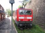 Am 15.8.06 wartet BR 143 055 in Seebrugg mit ihrer RB auf die Abfahrt.