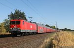143 848-0 MEG mit geschlossenen Autotransportwagen bei Woltorf am 30.08.2016
