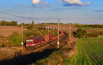 143 179 mit einem Containerzug am 30.09.2022 bei Ovelgünne.