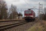 DeltaRail 243 972 am 05.01.2023 im Bahnhof Passow.