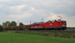 Am 9.Mai 2013 war der MEG-Holzzug auf der KBS 350 bei Elze(Han) nach Ingolstadt unterwegs...
MEG 601 in Doppeltraktion mit MEG 704.