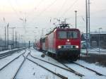 Am 25.01.2014 waren MEG 601(143 179)&MEG 706(155 119)in Stendal zu Gast.