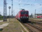 Am 03.05.2015 kam die MEG 602 (143 204) mit einem Porschezug aus Richtung Wittenberge nach Stendal und fuhr weiter in Richtung Magdeburg.