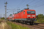 143 248 am 20.07.2022 mit dem RE7 Stralsund Hbf - Greifswald am Abzw. Srg. Etwas seltener dürfte hier der  Hanse Express  Steuerwagen sein.
