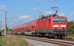 Am 01.10.13 schob 143 935 einen RE von Leipzig nach Magdeburg durch Greppin Richtung Dessau.
