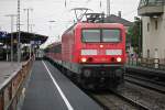 Ausfahrt am 30.07.2014 von 143 350-7 mit einer RB (Offenburg - Schliengen) in Müllheim (Baden) gen Auggen.