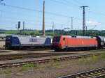 Güterzug Aufstellung in Saalfeld am 07.07.13 mit RBH 109 (143 936-3) und 152 153-3.